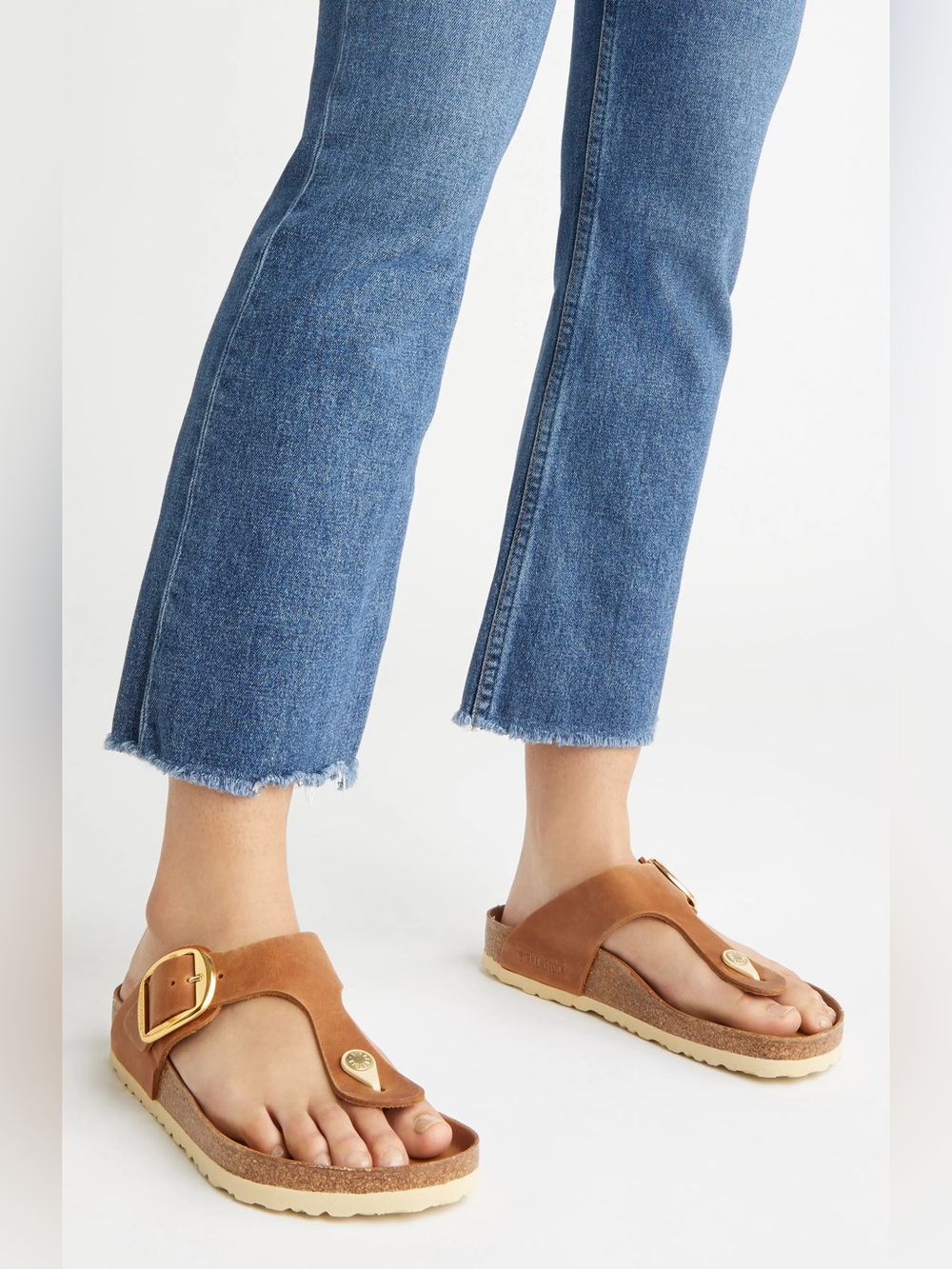 Birkenstock Gizeh Big Buckle Cognac Brown Leather Sandals Reg Width 37 - Picture 8 of 8